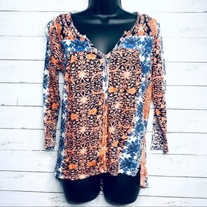 LUCKY Brand Floral Damask V Neck XS